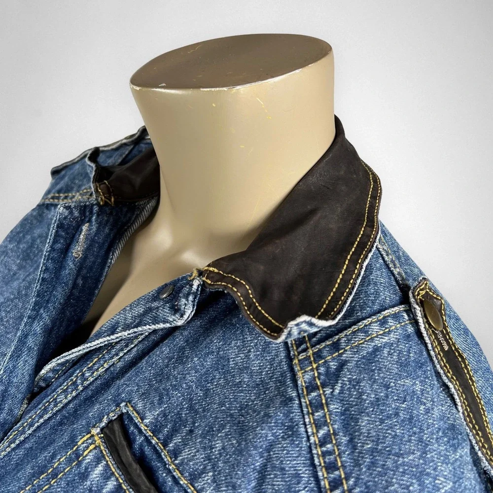 Vintage 80s NEW YORK GIRL Denim‎ Bomber Jacket S
